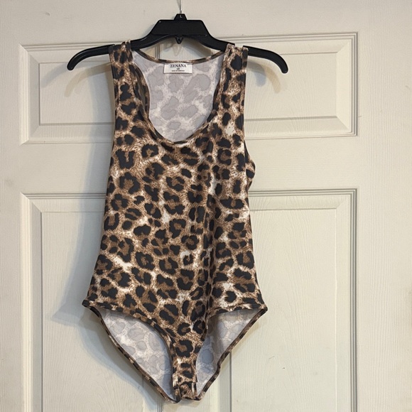 Zenana Animal Print Bodysuit - Picture 1 of 3
